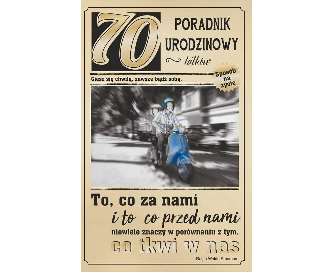 70th Birthday Card, Man on a scooter, 13x20,5 cm EOL